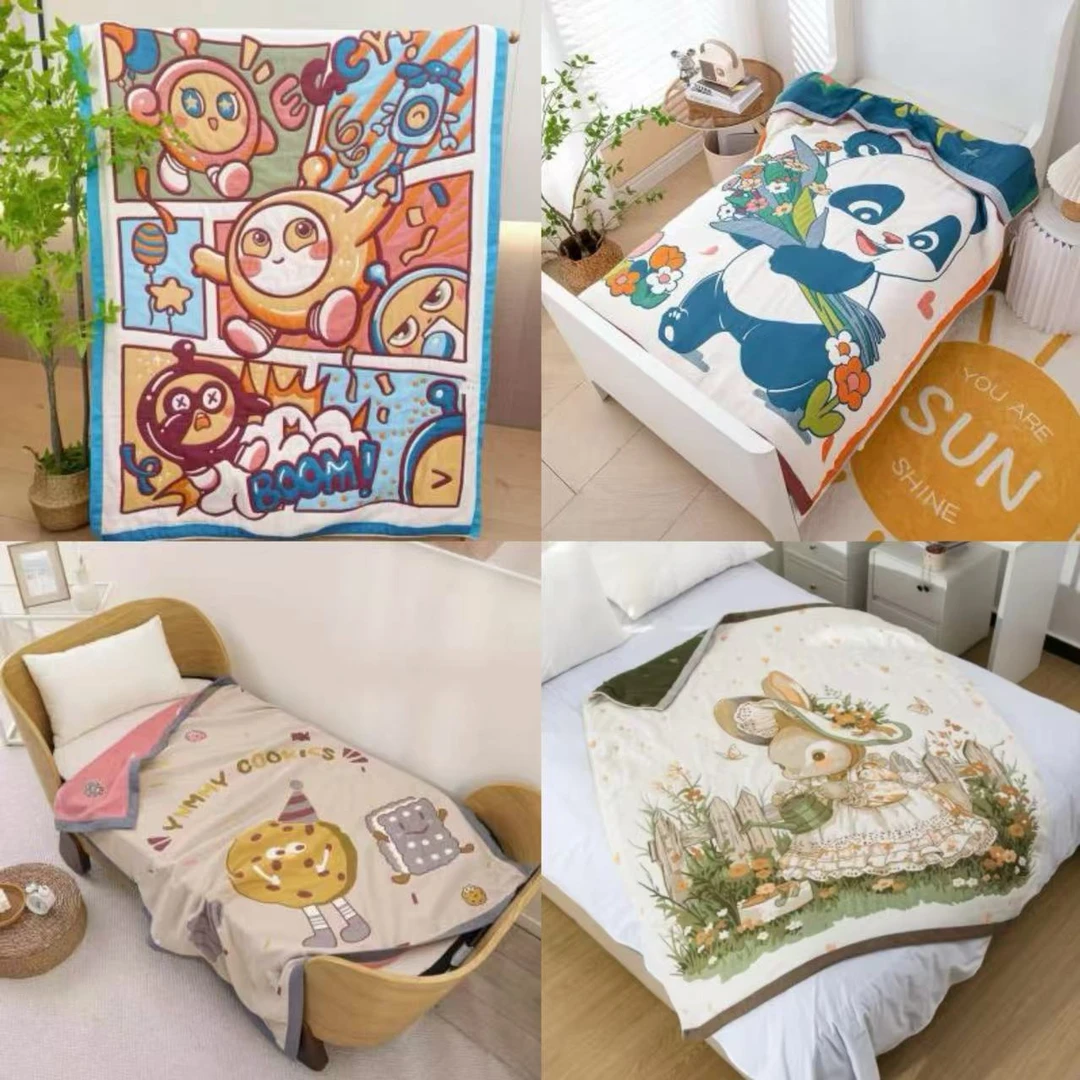 F【面包被-随机-儿】120*150CM可铺可盖多层纱布亲肤通用面包被