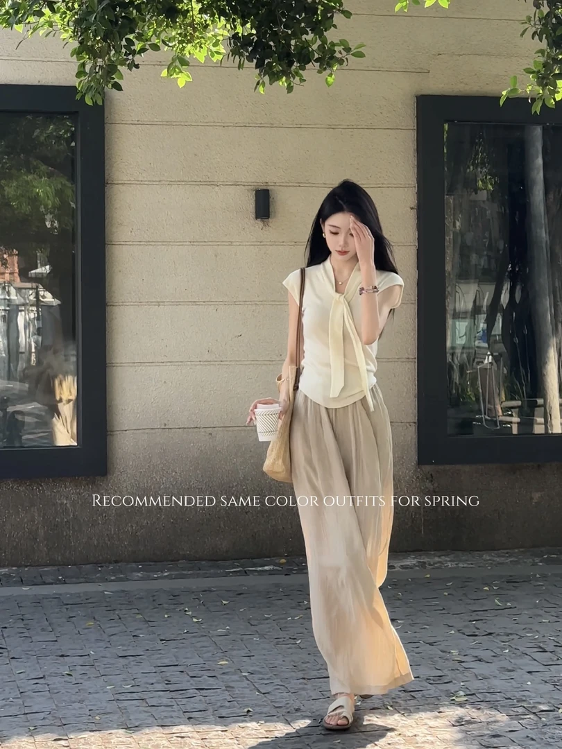 【DAZIQI】上衣+长裤时尚设计新款高级法式轻奢百搭QI1963074