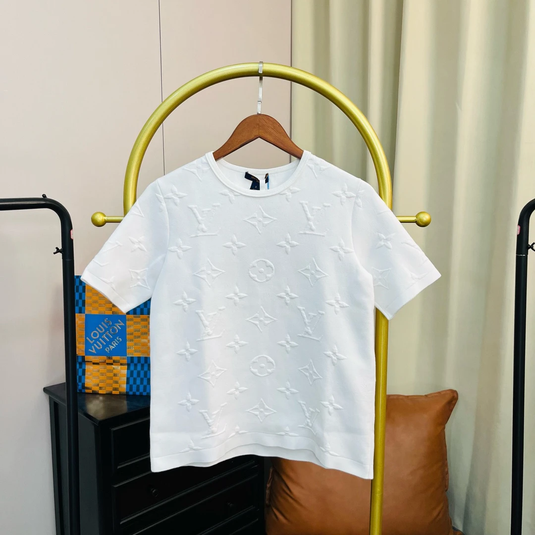 99新 LouisVuitton/路易威登 白色压纹满印针织短袖 S码 99新