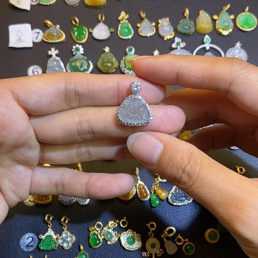 翡翠银S925镶嵌吊坠(不含链)