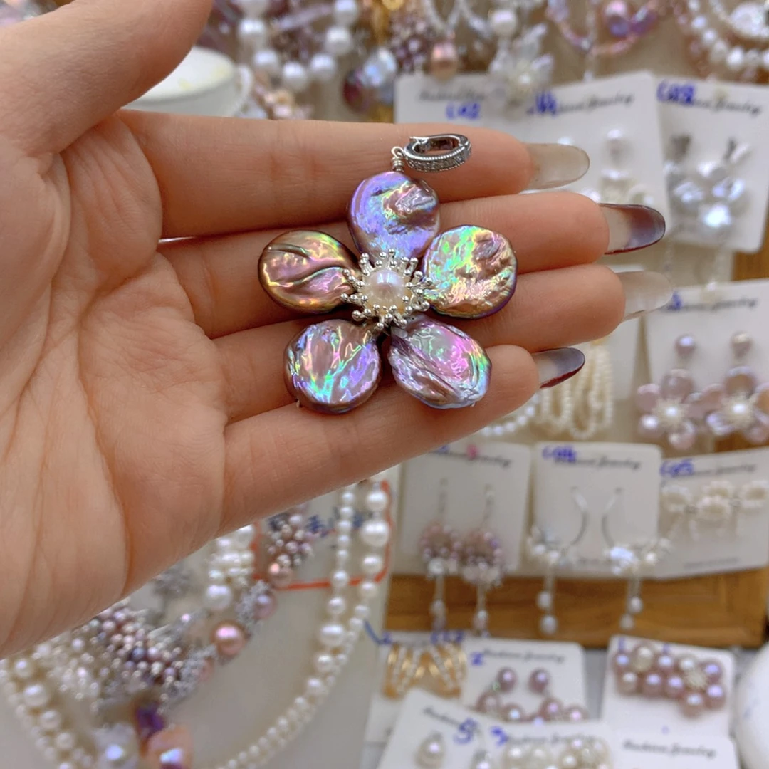 淡水珍珠耳饰银S925镶嵌