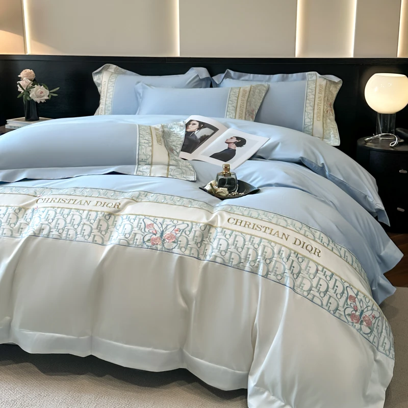 富安娜2025新款全棉四件套纯棉刺绣被套床单亲肤柔软床笠床上用品