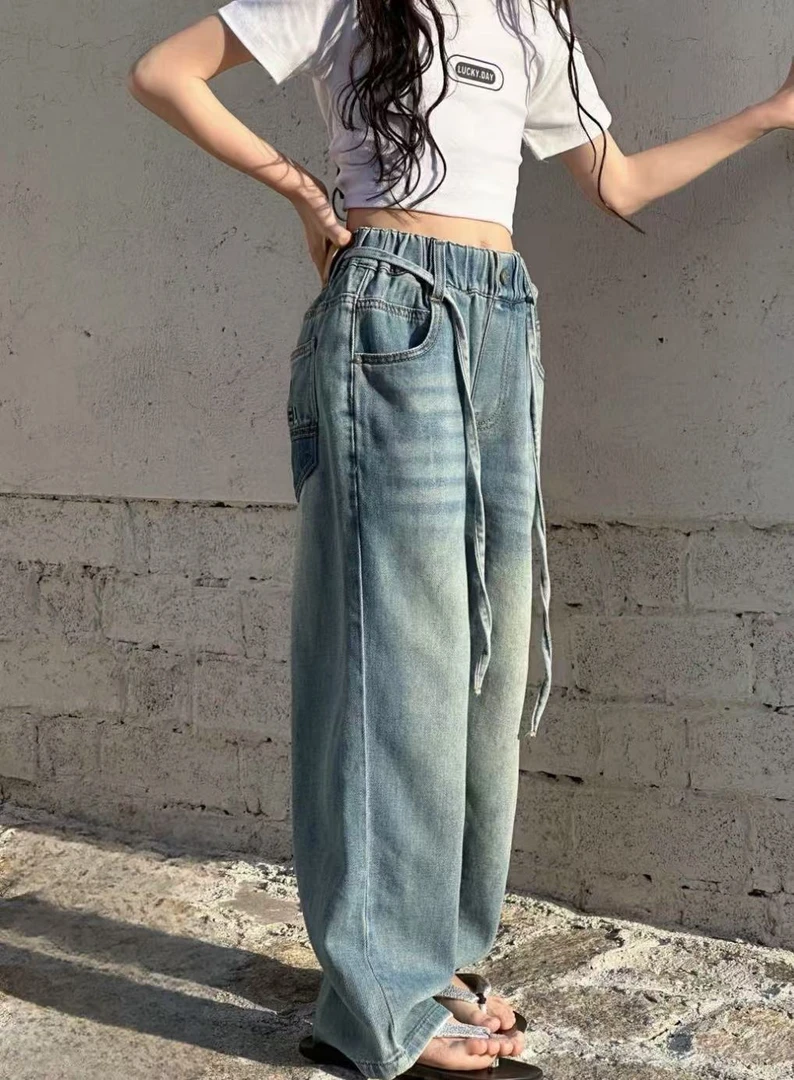 新款潮流直筒牛仔裤蓝色  6192