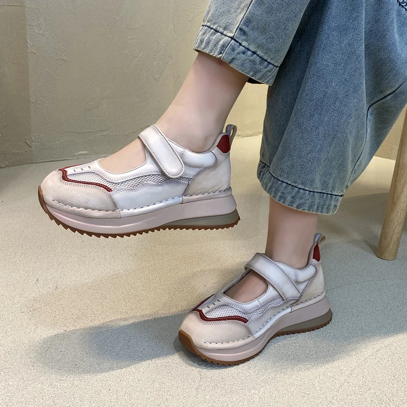运动休闲鞋女夏网面镂空透气阿甘鞋浅口厚底包头罗马凉鞋T6690-56