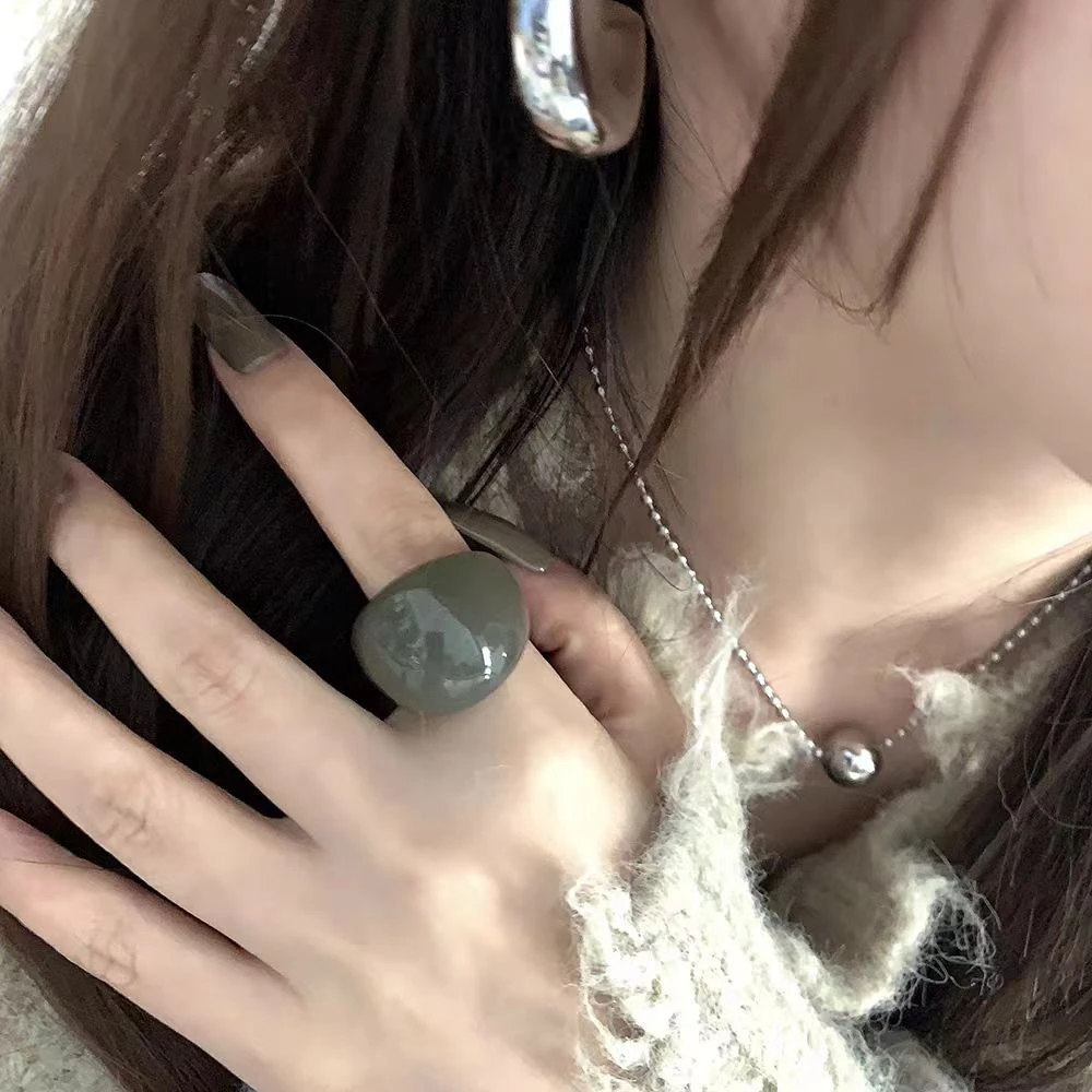 非金属树脂戒指 高级树脂复古简约戒指女网红款不掉色高级感轻奢