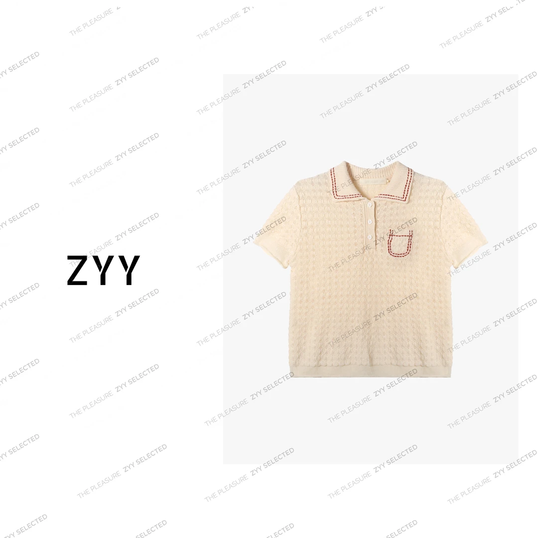 ZYY【里斯温柔】铭顺2025S/S新品减龄高级华夫针织T恤女X25CZZ0070