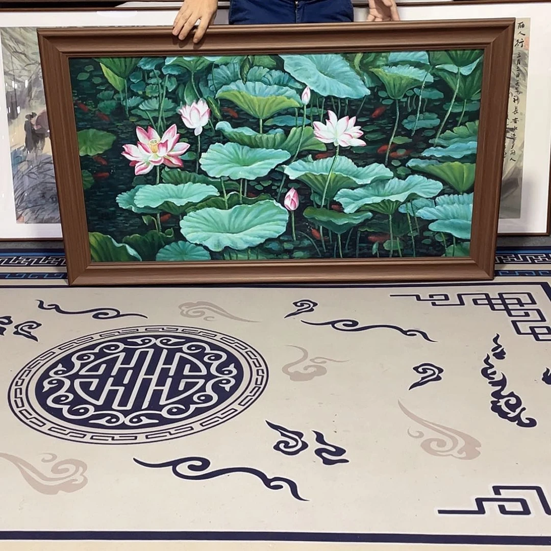 战***族国画手绘画作品带框