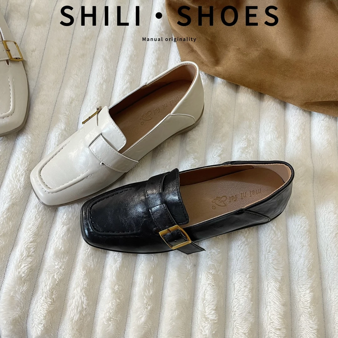 十里【内增高5cm】牛皮秋冬女款增高乐福鞋女复古通勤百搭小皮鞋