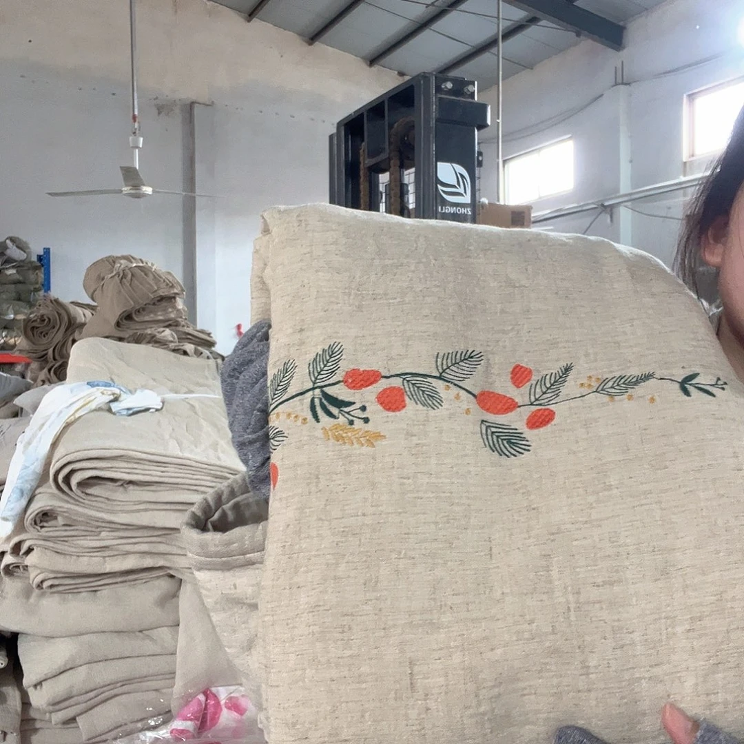 棉棉罗布麻被套200/230皱皱绣花