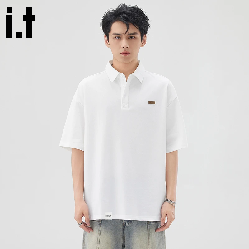 i.t:CHOCOOLATE白色休闲polo衫夏季2025新款潮牌宽松男士运动短袖