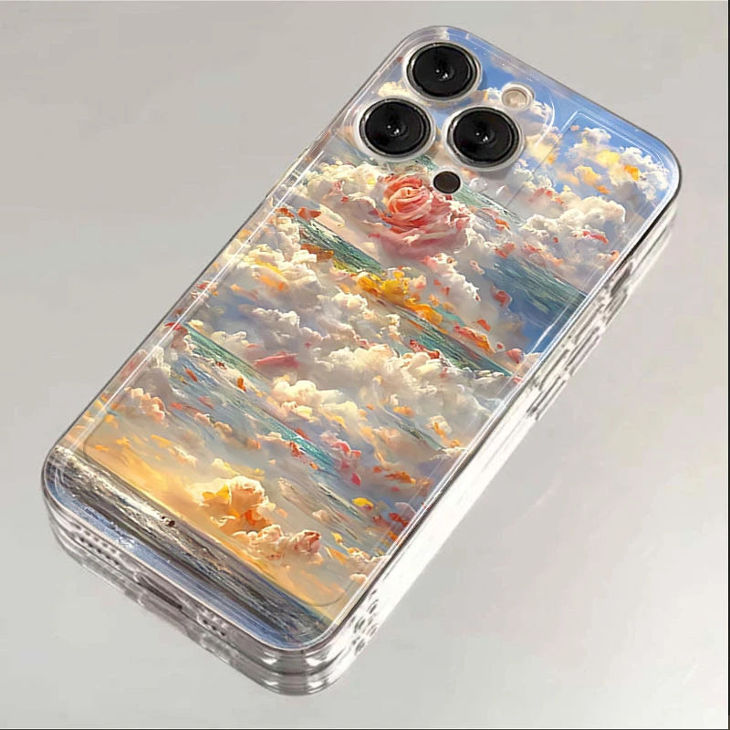 七彩霞云适用iphone16/15promax手机壳苹果13/12透明14卡通11XR