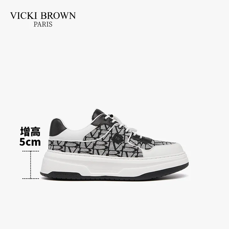 VICKI BROWN男士增高潮鞋轻奢男鞋简约时尚百搭低帮休闲鞋