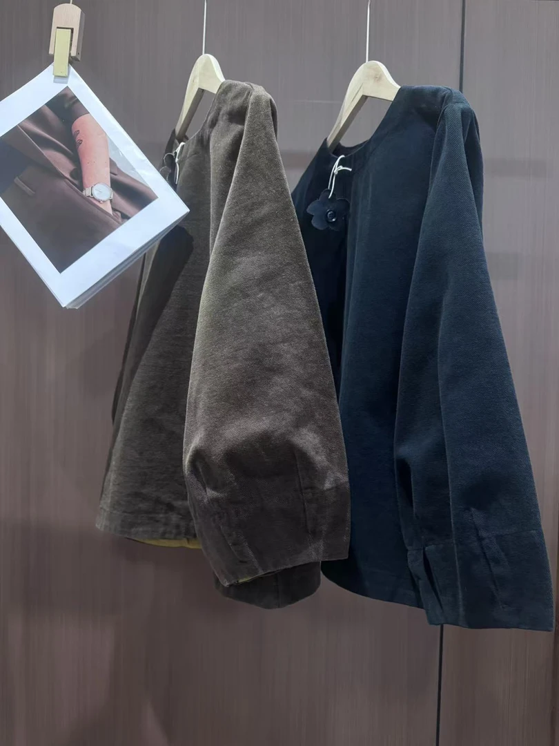 女款  日系复古风棉质圆领灯笼泡泡袖卫衣