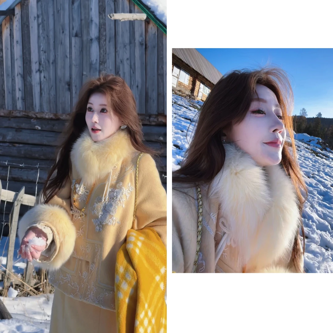 【婷婷】《许你明媚》 定制黄 刺绣整身羽绒套装 TT2SDTZ2607 【B】