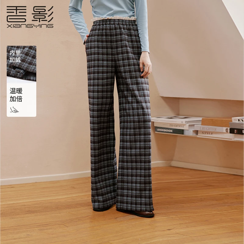 【金拐子专属】K95W548休闲裤【加绒】香影慵懒风复古格子裤女