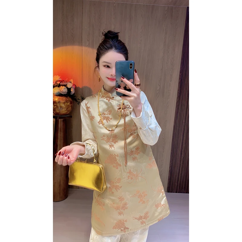 【松芝】新中式国风提花章绒马甲裙背心裙旗袍裙连衣裙裙子女