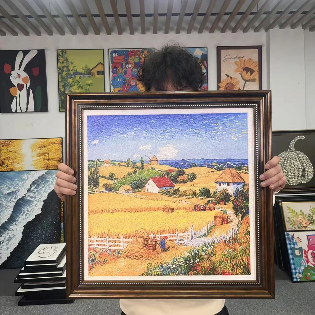 美式北欧梵高丰收抽象壁挂画卧室餐厅装饰画6060