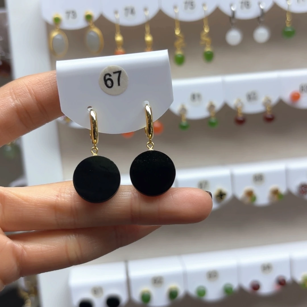 和田玉耳饰银S925镶嵌2