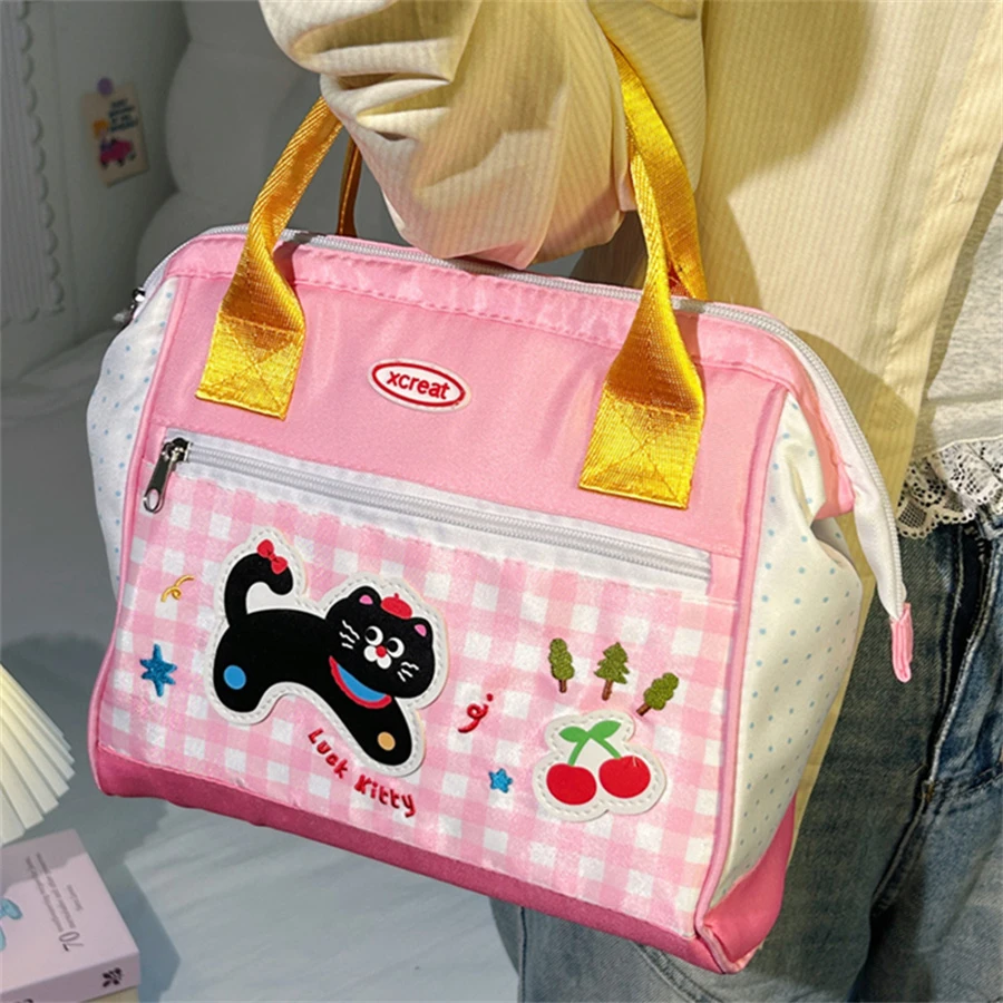 MOMOI/多巴胺保温饭盒袋上班专用饭包手提防水儿童学生带饭便当包