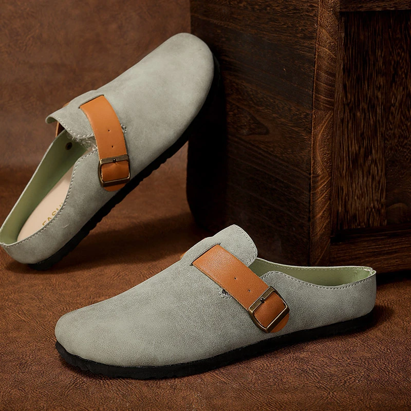 2025软底夏季男士新款懒人鞋一脚蹬薄款透气复古博肯休闲包头凉鞋