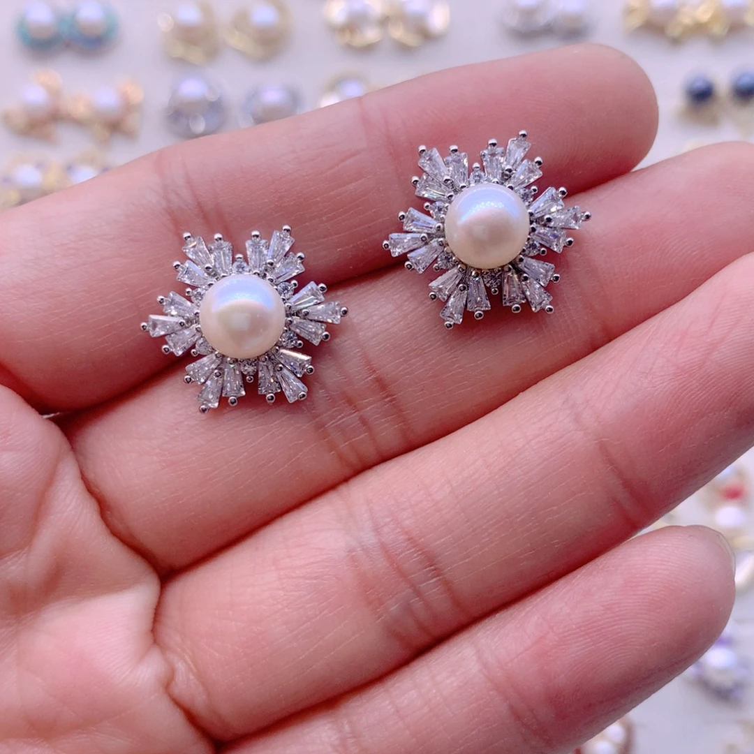 淡水珍珠合金耳饰