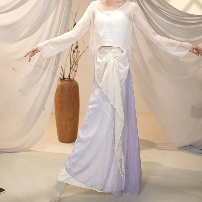 现代舞宽松显瘦双层飘逸垂感好舞蹈裤中国舞古典舞民族舞基础练功