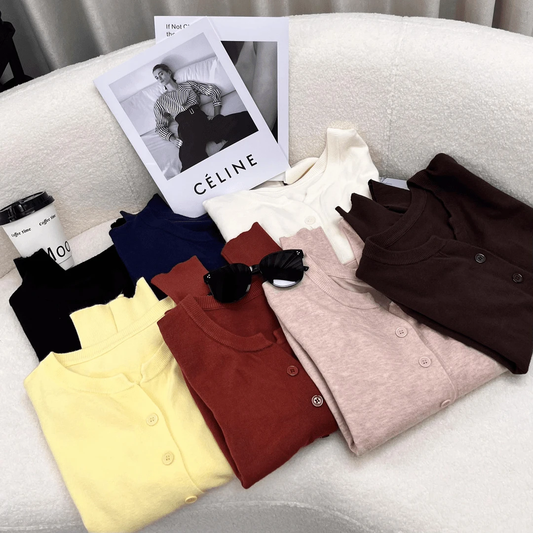 2025春秋薄款毛针织开衫女韩版圆领宽松短款外套上衣时尚百搭