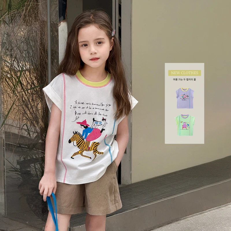 图图小象童装女童短袖T恤2025夏季儿童新款百搭舒适上衣GBXT385