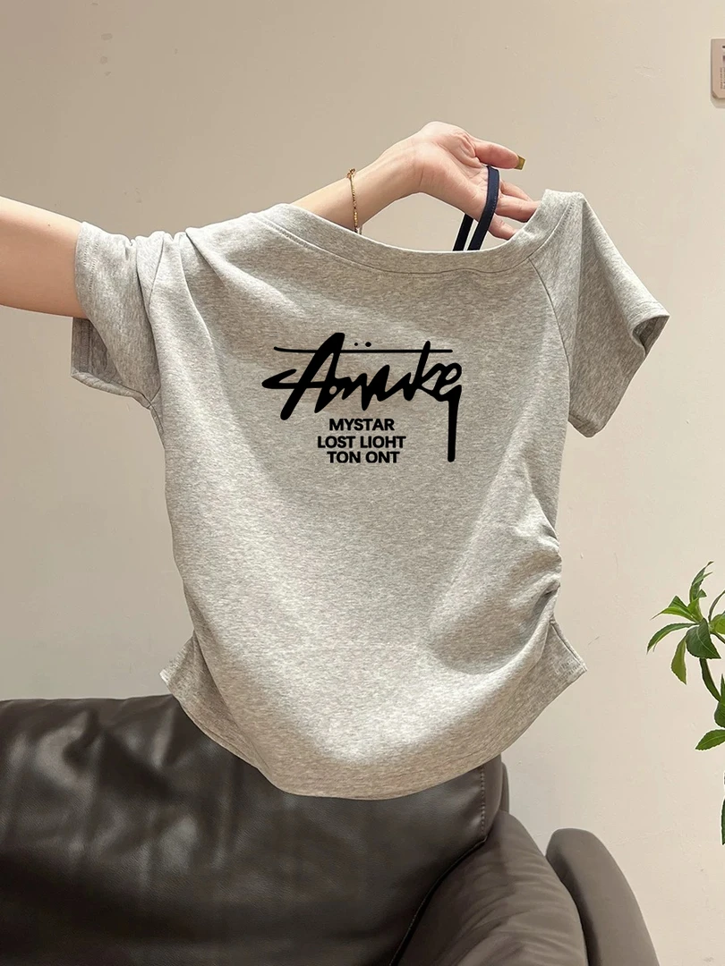 夏季假两件百搭气质减龄韩版时尚纯欲显瘦上衣斜肩吊带短袖T恤女