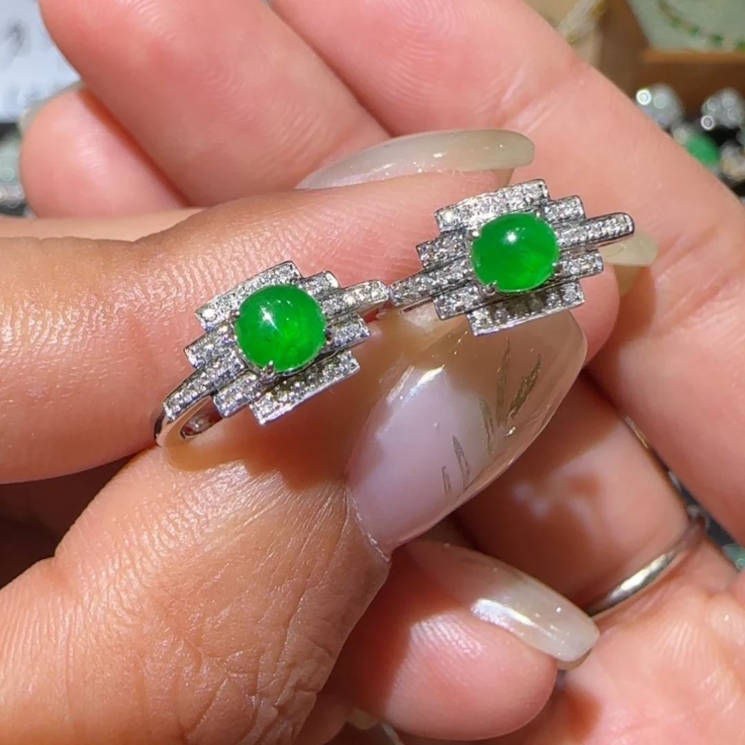 【闪购商品】翡翠耳饰18K金镶嵌天然