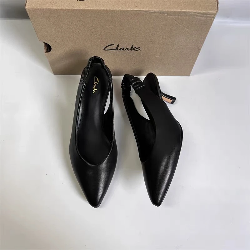 clarks皮革尖头细高跟鞋 5.5cm 女款 黑色26165846