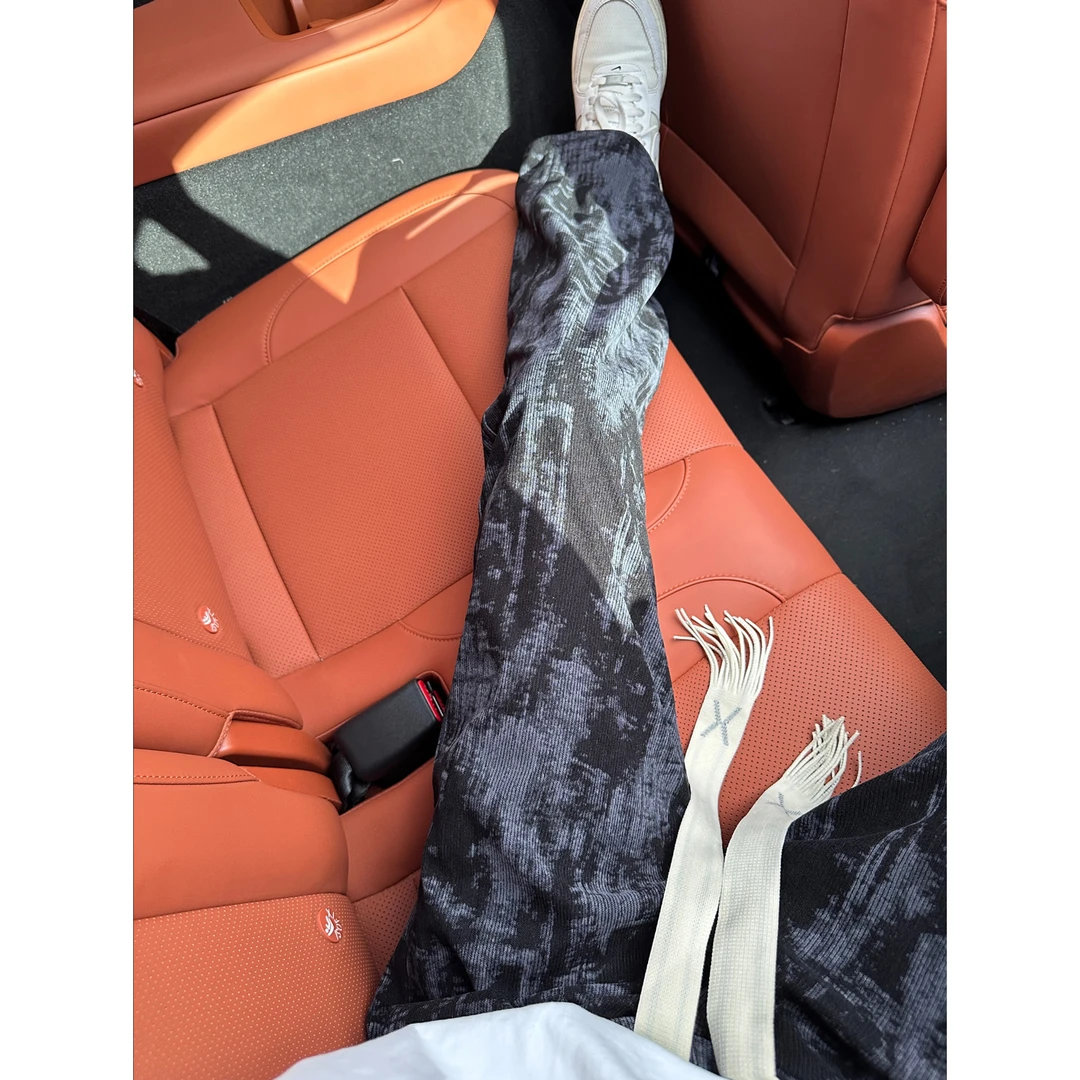 美式高街扎染裤子男款夏季设计感渐变抽绳直筒裤子宽松显瘦休闲裤