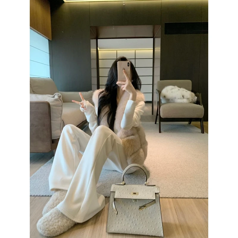 2025韩版设计感通勤风修身显瘦内搭时尚宽松马甲上衣简约直筒长裤