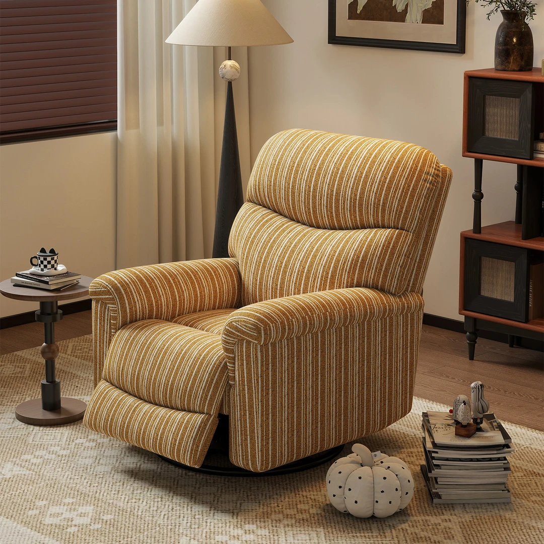 阑珊阁单人沙发多功能复古布艺沙发椅阳台可躺睡懒人旋转摇摇椅