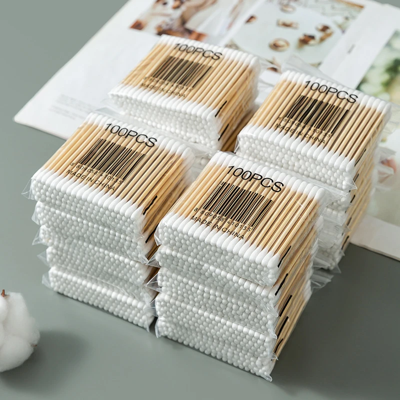 双头清洁棉签掏耳化妆美容用圆头棉棒一次性卫生家用生活品木棉签