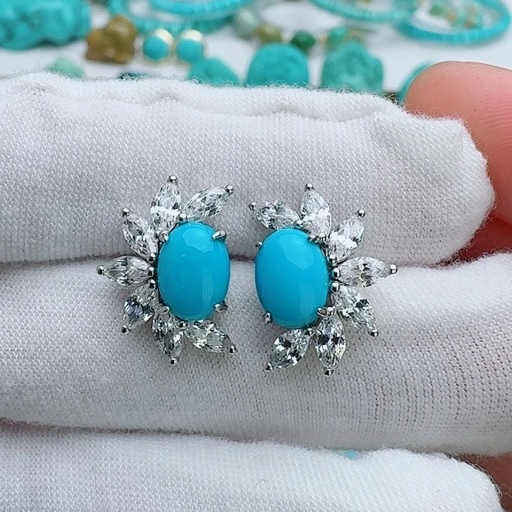 银S925镶嵌绿松石珠宝奇石