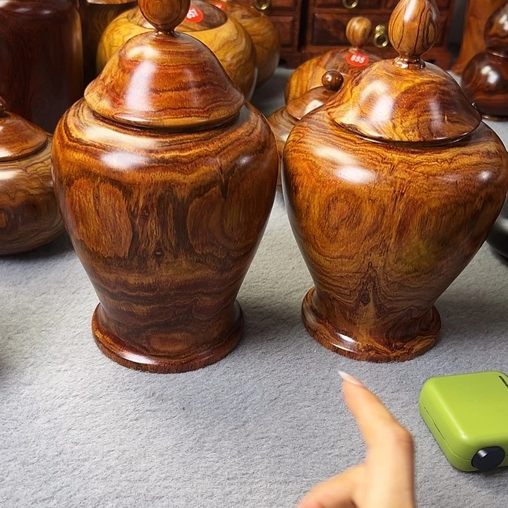 黄花梨/降香黄檀翰**画越南黄花梨茶叶罐一对