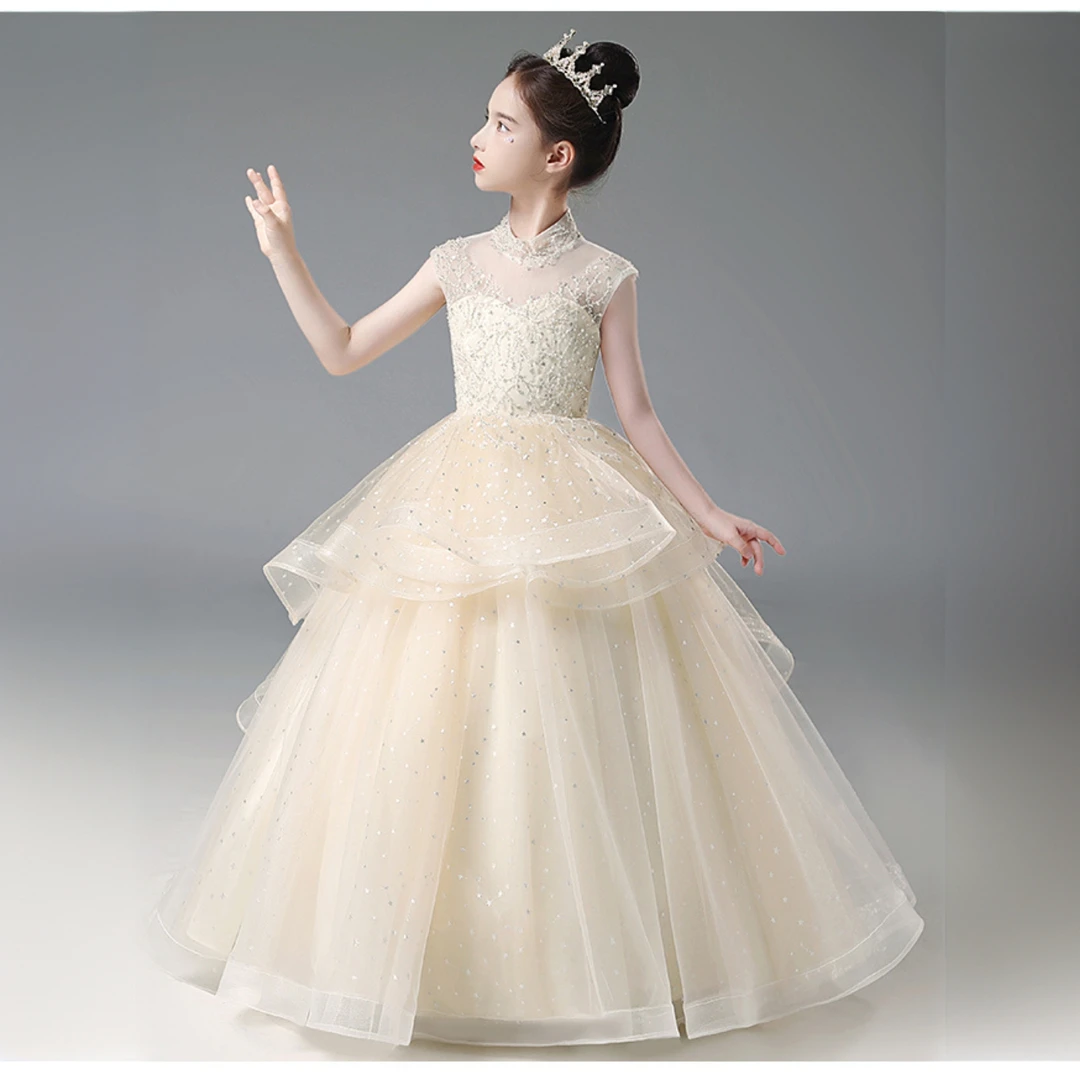 女童礼服公主裙春夏小女孩轻奢小众儿童主持人花童女童主持人礼服