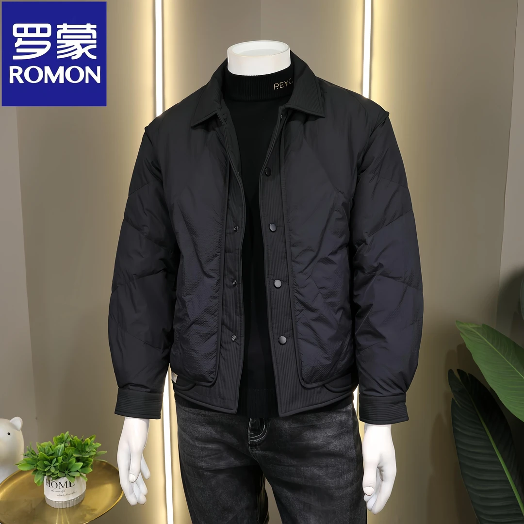 Romon/罗蒙男士新款轻薄保暖羽绒服冬季商务休闲翻领修身百搭外套
