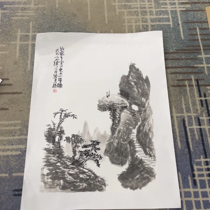 国画吕正明四尺三开山水1111