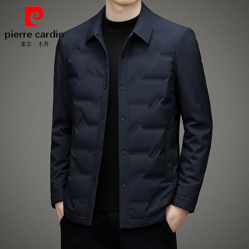 皮尔卡丹休闲潮流翻领男士商务羽绒服秋冬季修身轻薄男装时尚夹克