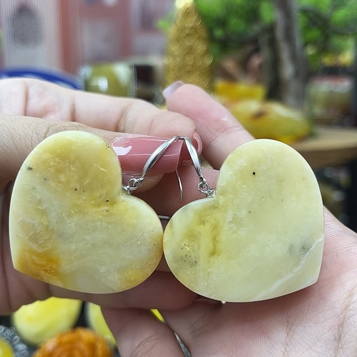 银S925镶嵌颈饰琥珀耳环