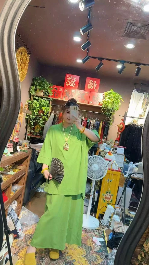 欧货大码女装纯色糖果色夏季新款新中式国风上衣裙子两件套2405