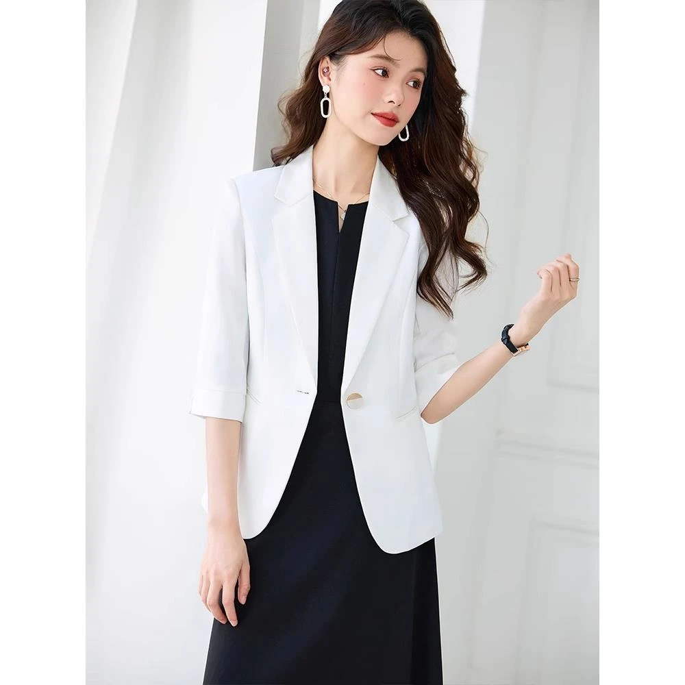 白色西装外套女2025新款春夏高级感气质休闲小个子连衣裙西服套装