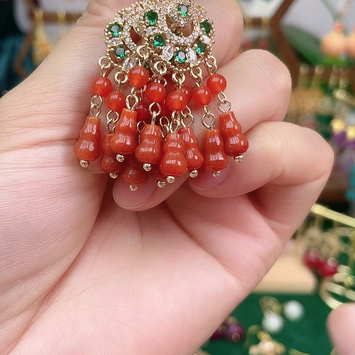合金耳饰玛瑙/玉髓