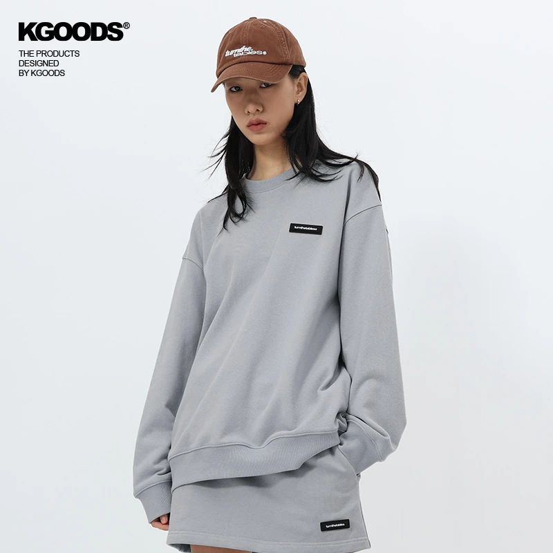 turnthetables立体小标圆领卫衣基础款宽松情侣上衣潮