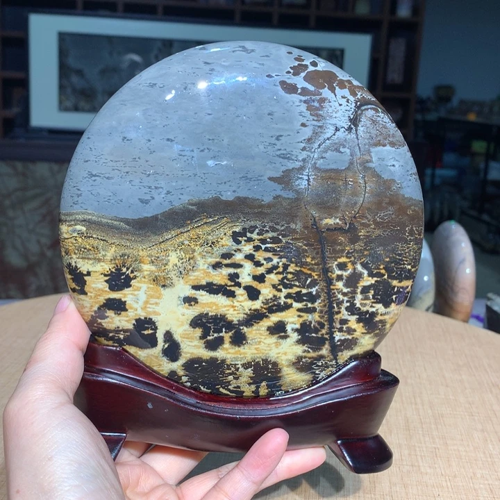 笑***起广西国画石摆件，观赏收藏