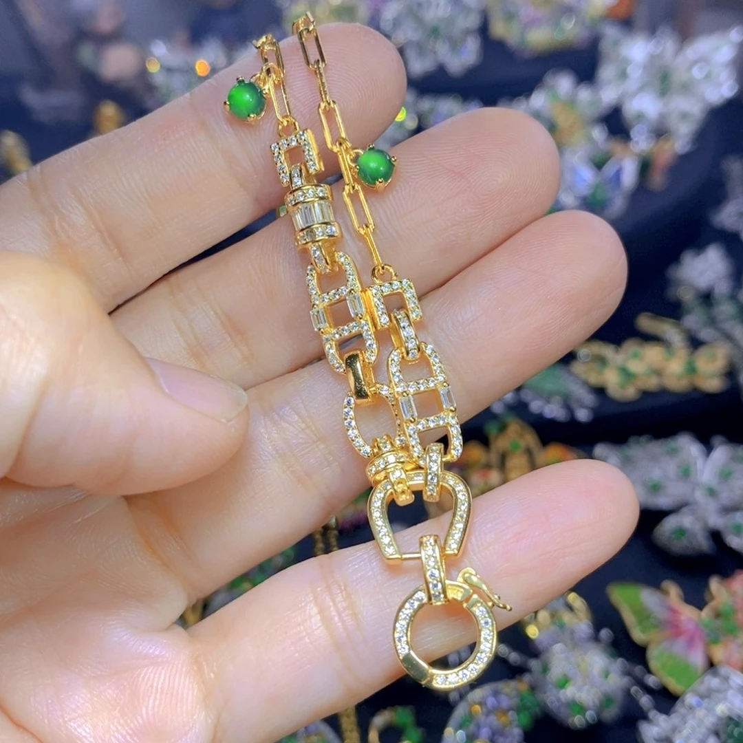 翡翠银S925镶嵌套链