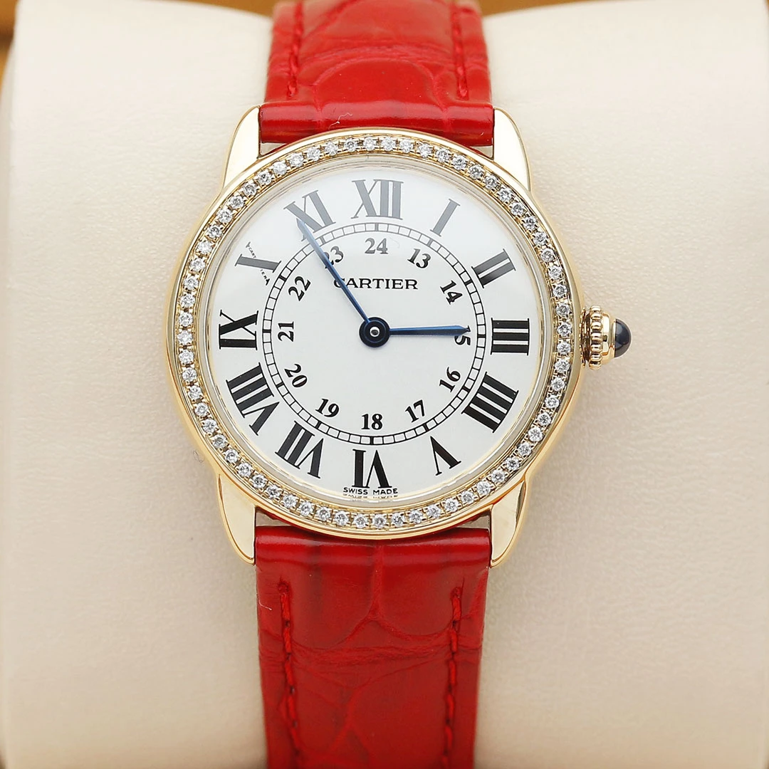 99新 Cartier/卡地亚 伦敦系列间黄金后钻29mm石英女表