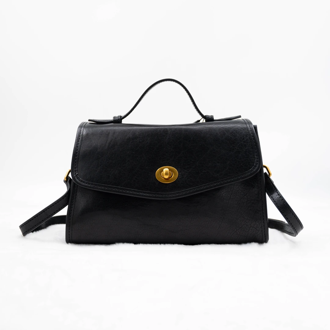 百搭邮差包——宝恩时尚新款手提单肩斜挎真皮简约复古女包TL25246